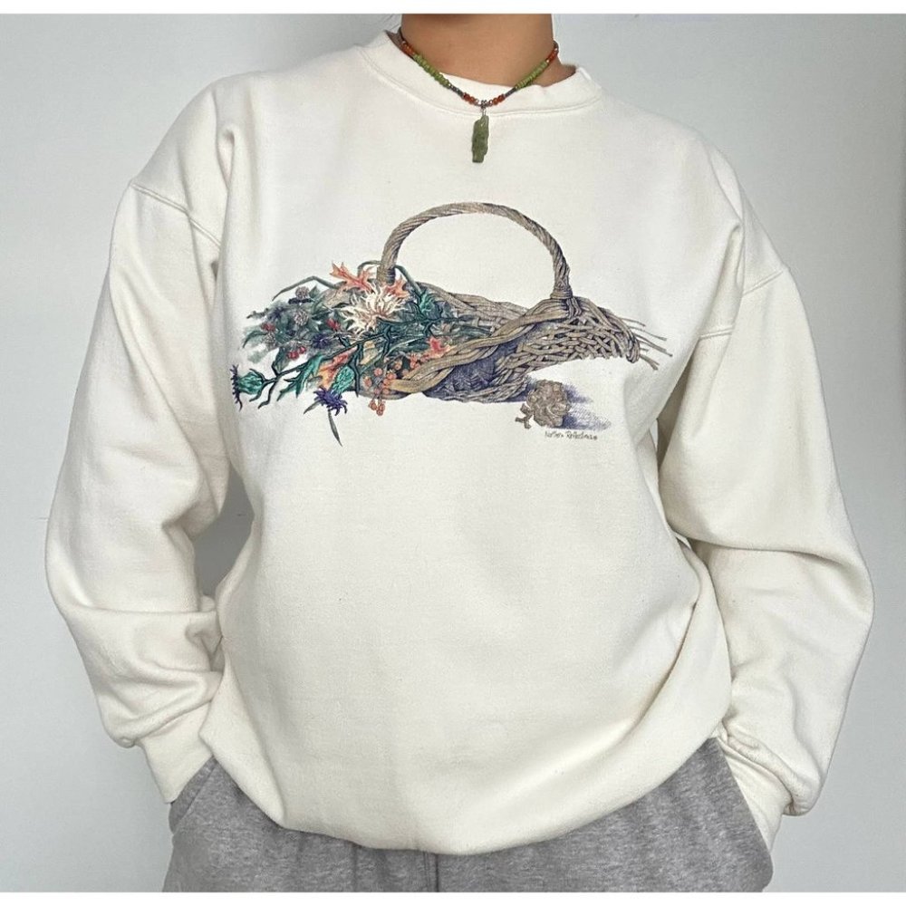 Cream Grandma Crewneck Sweater by Northern Reflections Large